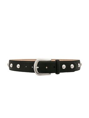 B-Low the Belt Black Leather Studded Belt with Silver Buckle